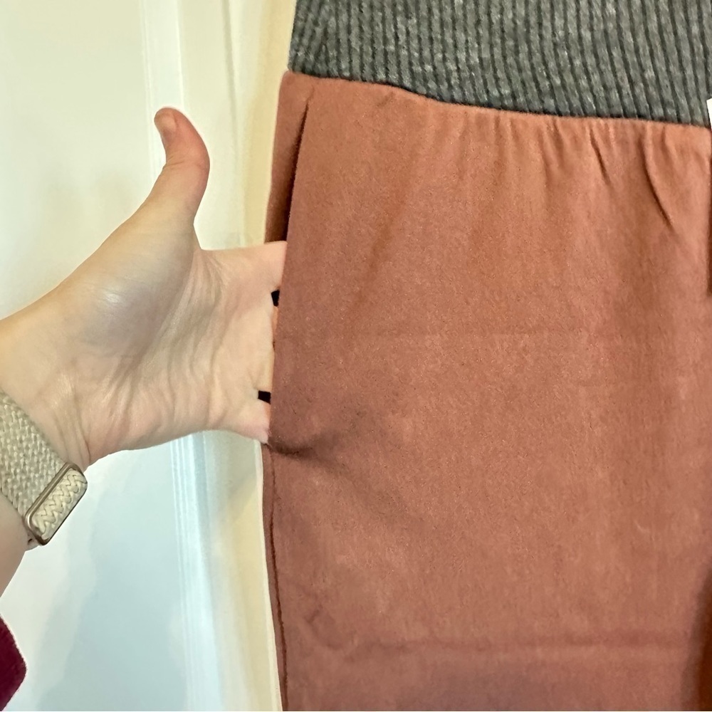 NWT WeWoreWhat low rise pant in cacao - ribbed stretch waist wide leg, women’s S - Picture 4 of 10